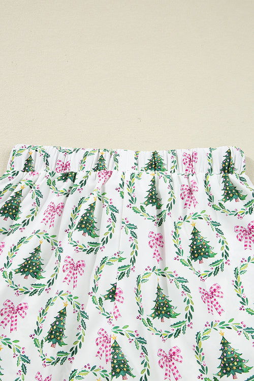 Christmas Trees & Bows Velvet Trim Pajama Set