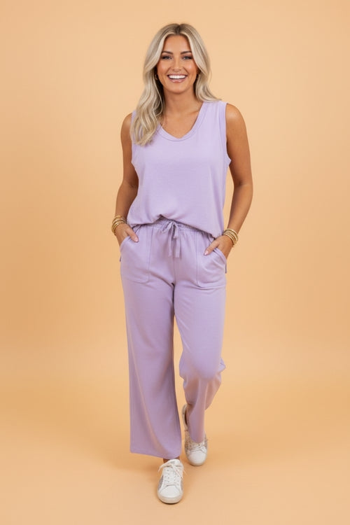 Mineral Wash Round Neck Tank & Pants Set